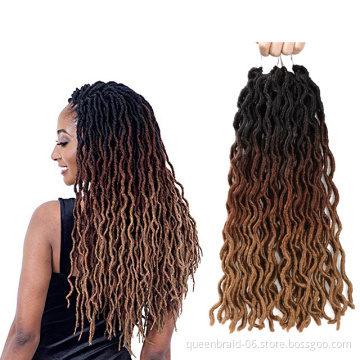 Wavy Gypsy Locs Ombre Crochet Hair 18"Goddess Locs 100% Faux Locs African Roots Dreadlocs Synthetic Braiding Hair Extensions